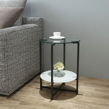 Load image into Gallery viewer, 2-layer Tempered Glass End Table, Round Coffee Table for Bedroom Living Room Office
