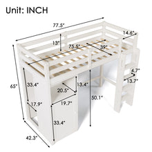 Load image into Gallery viewer, Twin Loft Bed with Wardrobe, Storage Shelves and Ladder, White
