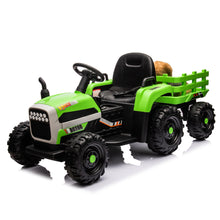 Load image into Gallery viewer, Ride on Tractor with Trailer,12V Battery Powered Electric Tractor Toy w/Remote Control,electric car for kids,Three speed adjustable,Power display, USB,MP3 ,Bluetooth,LED light,Two-point safety belt
