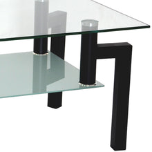 Load image into Gallery viewer, Rectangle Black Glass Coffee Table, Clear Coffee Table，Modern Side Center Tables for Living Room， Living Room Furniture
