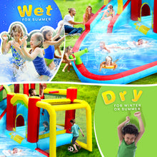 Load image into Gallery viewer, 7 in1 Inflatable slide water park bouncing house outdoor Soccer garden bouncer with Splash pool  &amp; Water gun &amp; Climbing wall &amp; Basketball &amp; Football
