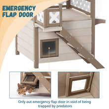 Load image into Gallery viewer, Feral Cat House Outdoor Indoor Kitty Houses with Durable PVC Roof, Escape Door,Curtain and Stair,2 Story Design Perfect for Multi Cats
