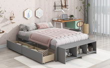 Load image into Gallery viewer, Full Size Bed with Storage Case, 2 Storage drawers, Lengthwise Support Slat,Grey
