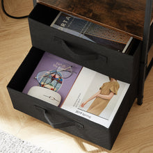 Load image into Gallery viewer, End Table with Charging Station, Nightstand with USB Port, Outlet and Fabric Bag, 2 Drawers &amp; Open Storage Shelf Side Table, Sofa Cabinet for Living Room, Bedroom, Office
