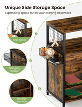 Load image into Gallery viewer, Craft Organization and Storage Cabinet Compatible with Cricut Machines, Crafting Cabinet with Drawer &amp; 25 Vinyl Roll Holder, Craft Table Desk  Workstation for Craft Room Home.Rustic Brown.
