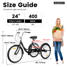 Load image into Gallery viewer, A24632 Adult Tricycles 7 Speed, Adult Trikes 24 inch 3 Wheel Bikes, Three-Wheeled Bicycles Cruise Trike with Shopping Basket for Seniors, Women, Men

