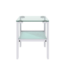 Load image into Gallery viewer, Glass two layer tea table, small round table, bedroom corner table, living room white side table(White)
