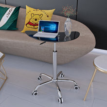 Load image into Gallery viewer, Adjustable Height Black Tempered Glass Table Desk Table with Lockable Wheels(Adjustable Range 24.2 "~32.7 ")
