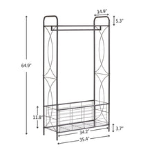 Load image into Gallery viewer, Freestanding Garment Rack, Open-Style Wardrobe, Hanging Rail with Metal Basket, and Heavy-Duty Metal Clothes Rack,Bathroom Storage Shelves

