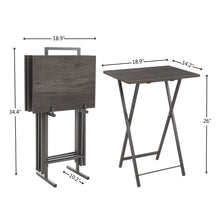 Load image into Gallery viewer, Folding Office Table TV Tray Tables Set of 4 TV Trays with Storage Stand Rack Wood Folding TV Tray Foldable Snack Table for Small Space Rustic Grey
