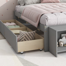 Load image into Gallery viewer, Full Size Bed with Storage Case, 2 Storage drawers, Lengthwise Support Slat,Grey

