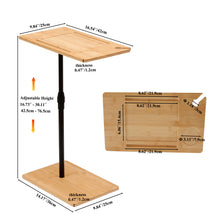 Load image into Gallery viewer, Bamboo Couch Tray Table Height Adjustable C-Shaped End Table with Slots 2 Tier Sofa Side Table for Living Room &amp; Bedroom (Rectangle + Rectangle)
