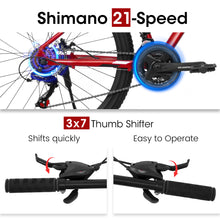 Load image into Gallery viewer, A27312 Mountain Bike 27.5 Inch Black Wheels, Aluminium Frame 21-Speed Mens Womens Trail Commuter City Mountain Bike, Aluminium Frame Disc Brakes Thumb Shifter Front Fork Bicycles
