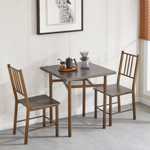Load image into Gallery viewer, Dining Set for 2, Square wooden Dining Table with 4 Legs and 2 Metal Chair for Home Office, Kitchen, Dining Room
