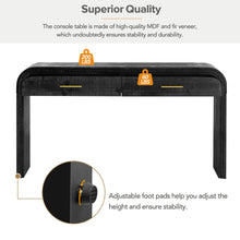 Load image into Gallery viewer, TREXM Unique Retro Silhouette Console Table with Open Style, Two Top Drawers for Entrance, Dinning Room, Living Room (Antique Black)
