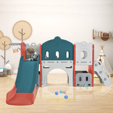 Load image into Gallery viewer, Kids Slide Playset Structure, Freestanding Castle Climber with Slide and Basketball Hoop, Toy Storage Organizer for Toddlers, Kids Climbers Playhouse for Indoor Outdoor Playground Activity
