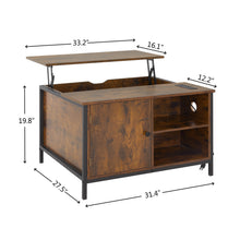 Load image into Gallery viewer, Lift Top Coffee Table, Multi-Function Coffee Table with Hidden Compartment, Modern Lift Tabletop Dining Table for Living Room Reception/Home Office, Rustic Brown

