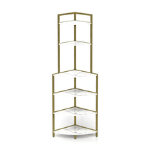 Load image into Gallery viewer, 6-Tier Corner Open Shelf Modern Bookcase Wood Rack Freestanding Shelving Unit,Plant Album Trinket Sturdy Stand Small Bookshelf Space-Saving for Living Room Home Office Kitchen Small Space Rustic Brown

