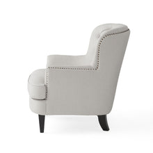 Load image into Gallery viewer, Contemporary Light Grey Fabric Club Chair and Ottoman Set, Stylish Upholstered Armchair with Matching Ottoman, Ideal for Modern Living Room Comfort and Style
