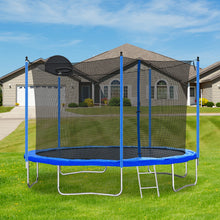 Load image into Gallery viewer, 12FT Trampoline for Adults &amp; Kids with Basketball Hoop, Outdoor Trampolines w/Ladder and Safety Enclosure Net for Kids and adults
