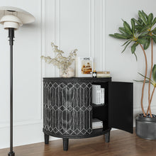 Load image into Gallery viewer, Accent Cabinet Modern Half-moon 2 Door Wooden Cabinet Storage Cabinet Solid Wood Veneer with Featuring Two-tier Storage, for Living Room, Hallway, Entryway and Dining Room, Painted in Black
