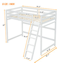 Load image into Gallery viewer, Twin Size High Loft Bed with inclined Ladder, Guardrails,White
