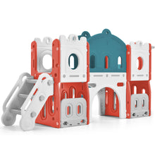 Load image into Gallery viewer, Kids Slide Playset Structure, Freestanding Castle Climber with Slide and Basketball Hoop, Toy Storage Organizer for Toddlers, Kids Climbers Playhouse for Indoor Outdoor Playground Activity
