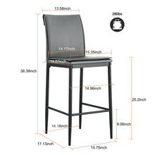 Load image into Gallery viewer, Grey Leather Barstool Dining Counter Height Chair Set of 2
