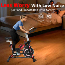 Load image into Gallery viewer, Indoor Exercise Bike Cycling Bike with Comfortable Seat Cushion Black+Red
