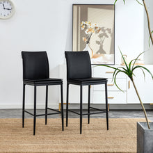 Load image into Gallery viewer, Black Leather Barstool Dining Counter Height Chair Set of 2

