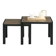 Load image into Gallery viewer, Nesting Coffee Table Set of 2, Square Modern Stacking Table with Wood Finish for Living Room, Oak Grey
