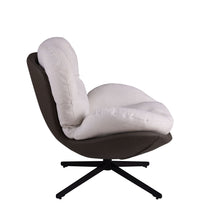 Load image into Gallery viewer, 360° Swivel Accent Chair, Modern Chenille Lounge Chair with Faux Leather and Black Metal Base Frame, Comfortable Reading Chair for Small Spaces, Living Room, Bedroom, Reading Corner, Office (White)
