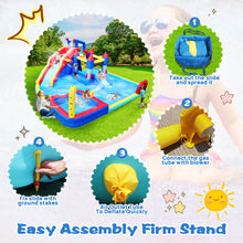 Load image into Gallery viewer, 10 in1 Inflatable slide water park  bouncing house garden with splash pool &amp; water gun &amp; basketball &amp; climbing wall &amp; dual pools &amp; soccer
