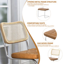 Load image into Gallery viewer, Set of 4, Leather Dining Chair with High-Density Sponge, Rattan Chair for Dining room, Living room, Bedroom, Brown
