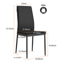 Load image into Gallery viewer, Dining chairs set of 4, Black  modern kitchen chair with metal leg
