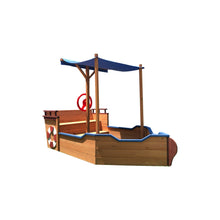 Load image into Gallery viewer, Outsunny Pirate Ship Sandbox with Cover and Rudder, Wooden Sandbox with Storage Bench and Seat, Outdoor Toy for Kids Ages 3-8 Years Old
