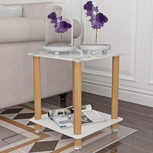 Load image into Gallery viewer, 1-Piece White+Oak Side Table , 2-Tier Space End Table ,Modern Night Stand, Sofa table, Side Table with Storage Shelve

