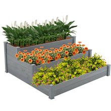 Load image into Gallery viewer, 48.6 x 48.6 x 21in Raised Garden Bed Horticulture Outdoor Elevated Flower Box Tiered Garden Bed Wooden Vegetables Growing Planter for Backyard/Patio/Gardener Grey
