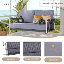 Load image into Gallery viewer, TREXM 1-Piece Woven Rope Outdoor Swing Sofa with Soft Cushions Seating 2 for Patio, Courtyard and Balcony (Light Grey)
