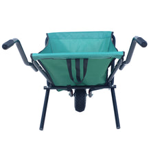 Load image into Gallery viewer, Collapsible Wheelbarrow 176 lbs Folding Yard Garden Wheelbarrow Foldable Lightweight Gardening Heavy Duty Oxford Cloth Green Lawn Cart for Grass, Leaf, Garden Supplies, 10" Pneumatic Tire
