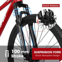 Load image into Gallery viewer, A27312 Mountain Bike 27.5 Inch Black Wheels, Aluminium Frame 21-Speed Mens Womens Trail Commuter City Mountain Bike, Aluminium Frame Disc Brakes Thumb Shifter Front Fork Bicycles
