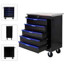 Load image into Gallery viewer, 5 DRAWERS MULTIFUNCTIONAL TOOL CART WITH WHEELS-BLACK+BLUE
