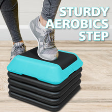 Load image into Gallery viewer, Height-Adjustable Step Aerobics Platform Fitness Equipment Stepper Trainer Exercise Step Platform with 4 Riser Green
