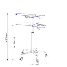 Load image into Gallery viewer, Adjustable Height Transparent Tempered Glass Table Desk Table with Lockable Wheels(Adjustable Range 24.2 "~32.7 ")

