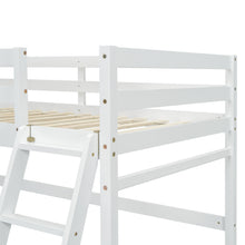 Load image into Gallery viewer, Twin Size High Loft Bed with inclined Ladder, Guardrails,White
