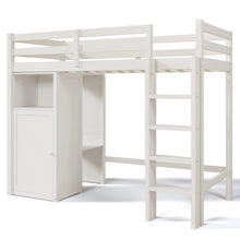 Load image into Gallery viewer, Twin Loft Bed with Wardrobe, Storage Shelves and Ladder, White
