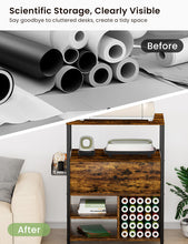 Load image into Gallery viewer, Craft Organization and Storage Cabinet Compatible with Cricut Machines, Crafting Cabinet with Drawer &amp; 25 Vinyl Roll Holder, Craft Table Desk  Workstation for Craft Room Home.Rustic Brown.
