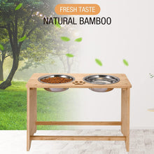 Load image into Gallery viewer, Gardenia Raised Dog Bowl Stand for Medium Sized Dogs, Elevated Dog Bowls, Bamboo Raised Dog Bowl, Dog Food Bowl Stand, Feeding Station
