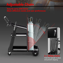 Load image into Gallery viewer, Welding Cart, 3-Tier Welder Cart Heavy Duty with 400Lbs Static Weight Capacity, 360° Swivel Wheels, Tank Storage Safety Chains, Rolling MIG Welder Cart for TIG, ARC, MMA Welding Machine
