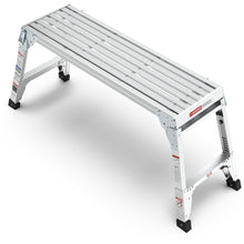 Load image into Gallery viewer, Aluminum Work Platform Large Size Step Stool Folding Portable Work Bench 40"  Width Telescopic Feet 22" -27.5" Height Adjustable
